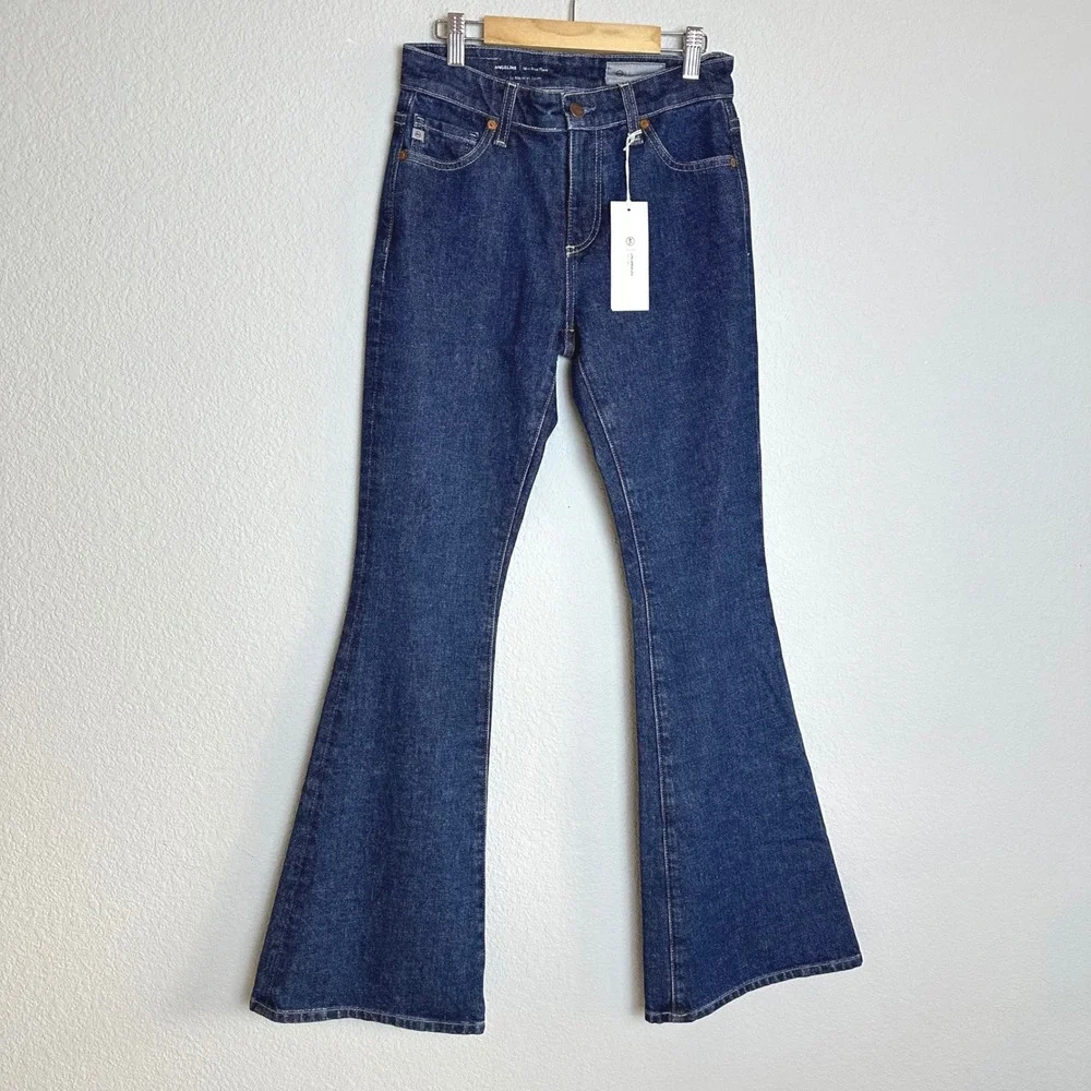 AG Adriano Goldschmied‎ Angeline Mid Rise Flare Jeans Dark Indigo 24 NWT Japan
